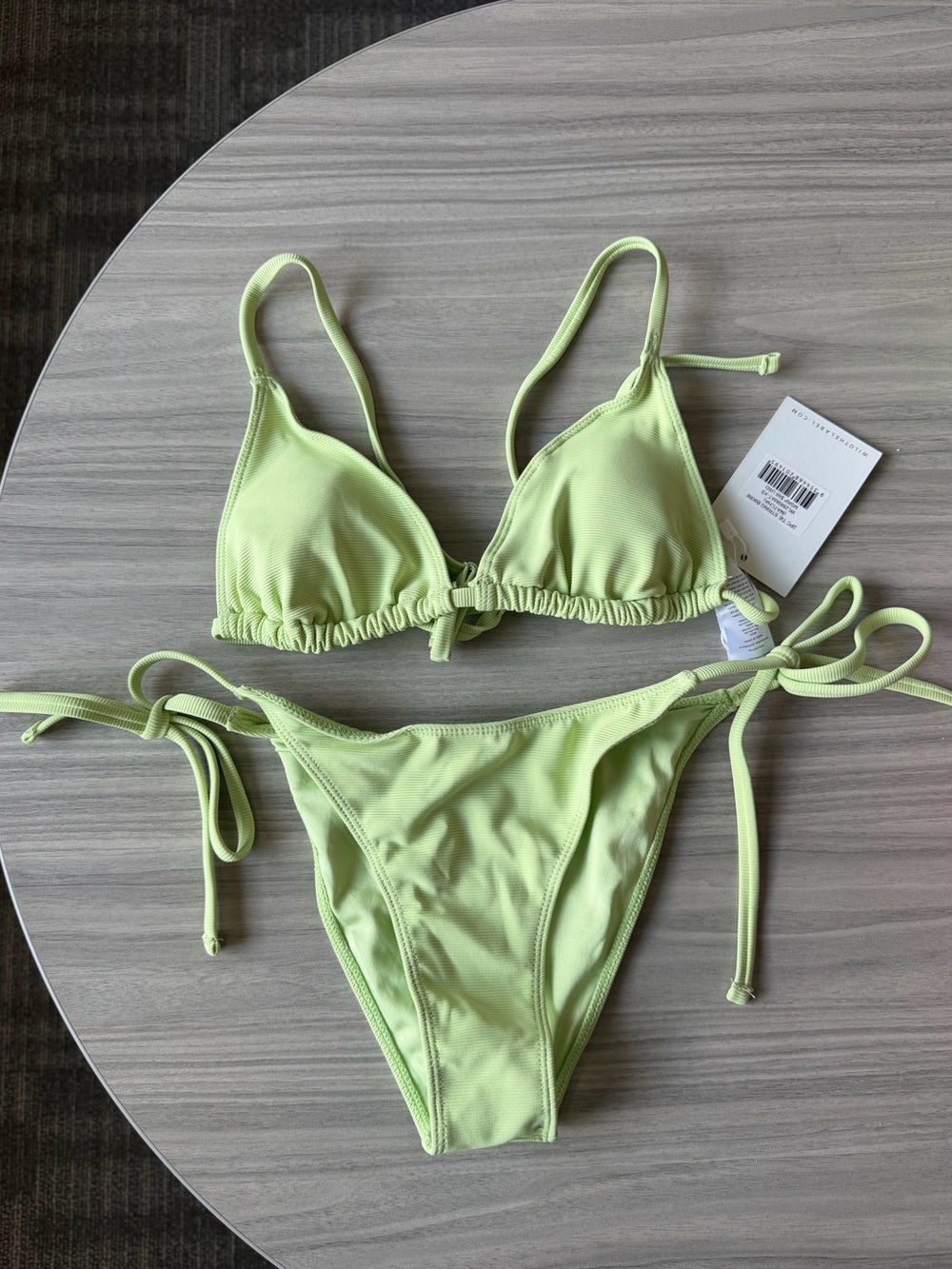 Wilo Ribbed Triangle Bikini Set - NWT - Lime Green - XS